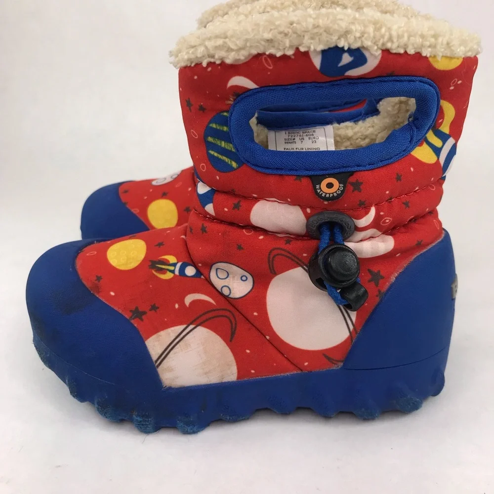 Bogs INFANTS Size 7 Blue Red B-Moc Space Insulated Waterproof Boots Winter Cold